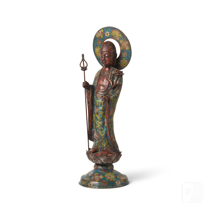 日本 昭和初期 銅胎掐絲琺瑯佛像 | STATUETTE D'AMIDA EN BRONZE ET ÉMAUX CLOISONNÉS - 图4